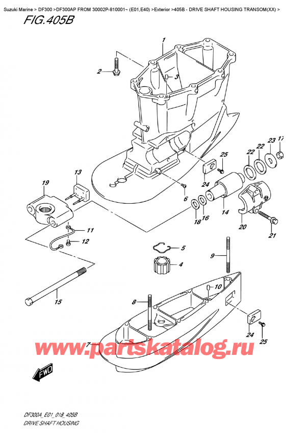   ,   , Suzuki DF300AP X/XX FROM 30002P-810001~ (E01),    Transom (Xx) / Drive Shaft  Housing  Transom(Xx)
