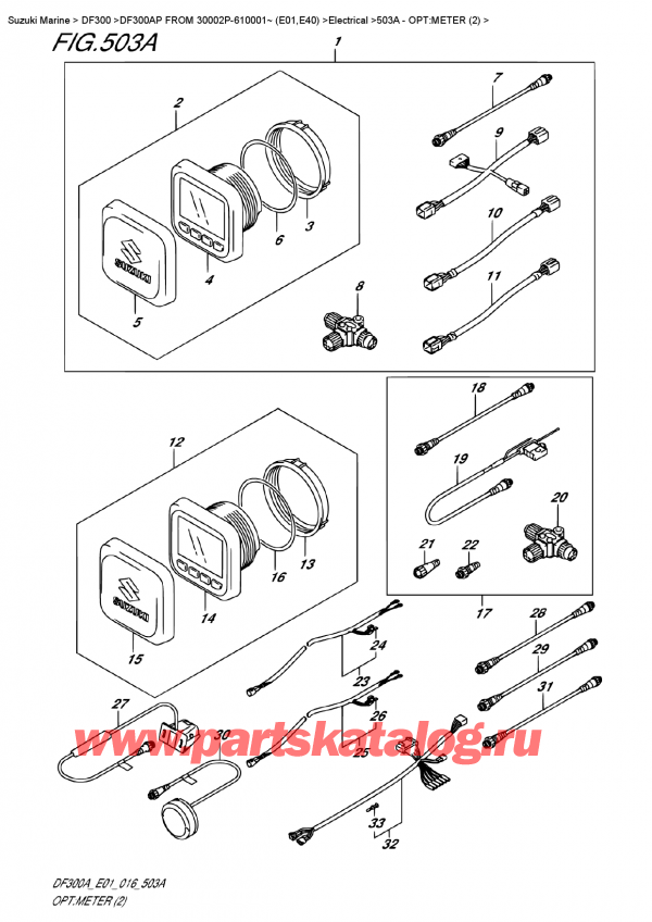   ,    , Suzuki DF300AP FROM 30002P-610001~ (E01,E40) , :  (2) - Opt:meter (2)