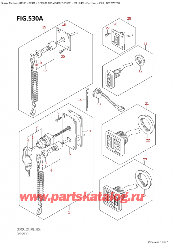  ,  , Suzuki  DF300AP X/XX FROM 30002P-910001~ (E01) , :  / Opt:switch