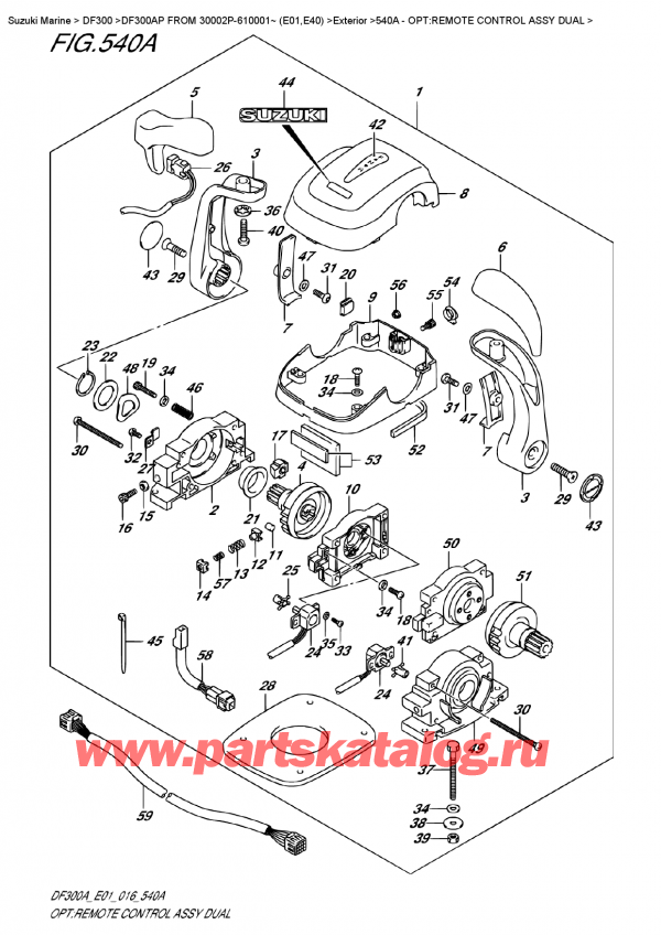 ������������ ��������, �� ��������� ���������, Suzuki DF300AP FROM 30002P-610001~ (E01,E40)  ������ 2016 ����, Opt:remote Control Assy Dual