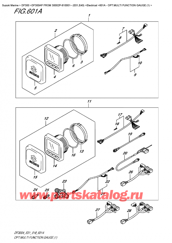  ,   , Suzuki DF300AP X/XX FROM 30002P-810001~ (E01)  2018 , Opt:multi  Function  Gauge  (1)