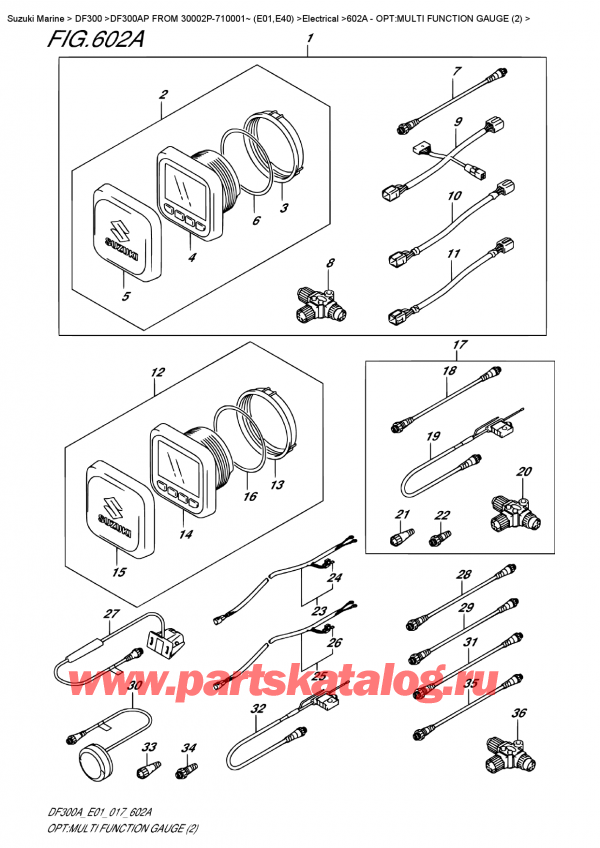 ������ ��������, �� ��������� ���������, Suzuki DF300AP X/XX FROM 30002P-710001~ (E01)  , Opt:multi  Function  Gauge  (2) - �����: multi Function Gauge (2)