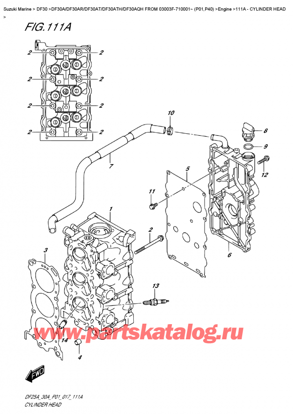 ������������ ��������, �� �������� �����, Suzuki DF30A RS / RL FROM 03003F-710001~ (P01) , Cylinder  Head / ������� ����� ��������