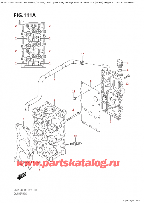  ,   , Suzuki Suzuki DF30A RS / RL FROM  03003F-910001~ (E01) - 2019  2019 , Cylinder Head /   