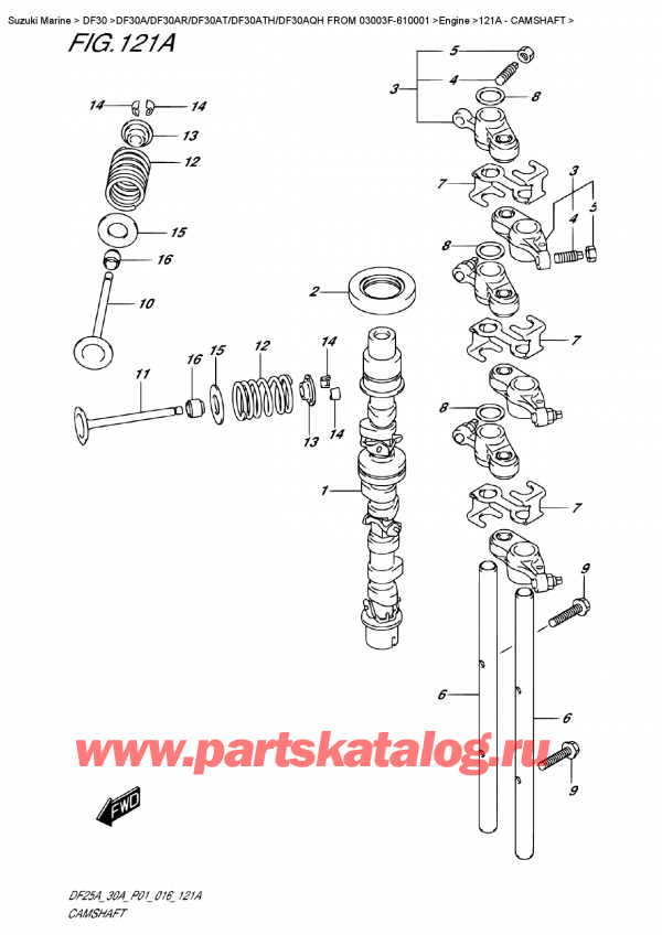  ,    , SUZUKI Suzuki DF30A S / L FROM 03003F-610001 (P40) - 2016, Camshaft