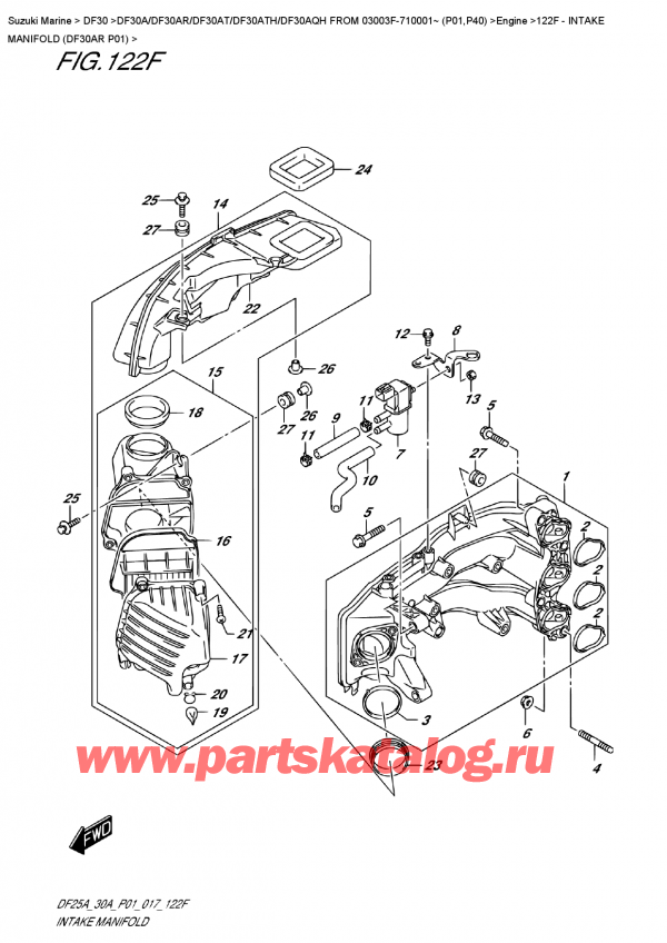   ,   , Suzuki DF30A RS / RL FROM 03003F-710001~ (P01) ,   (Df30Ar P01) / Intake  Manifold  (Df30Ar  P01)