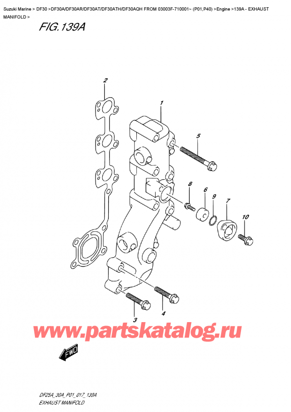  ,    , Suzuki DF30A S FROM 03003F-710001~ (P01)   2017 ,   - Exhaust  Manifold