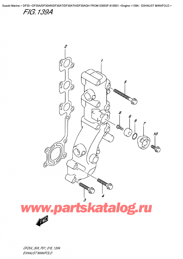   ,   , Suzuki Suzuki DF30A S / L FROM 03003F-610001 (P40) - 2016,   - Exhaust  Manifold