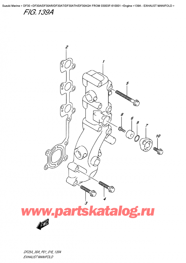 ,   , Suzuki Suzuki DF30A S / L FROM 03003F-610001 (P40) - 2016  2016 , Exhaust  Manifold