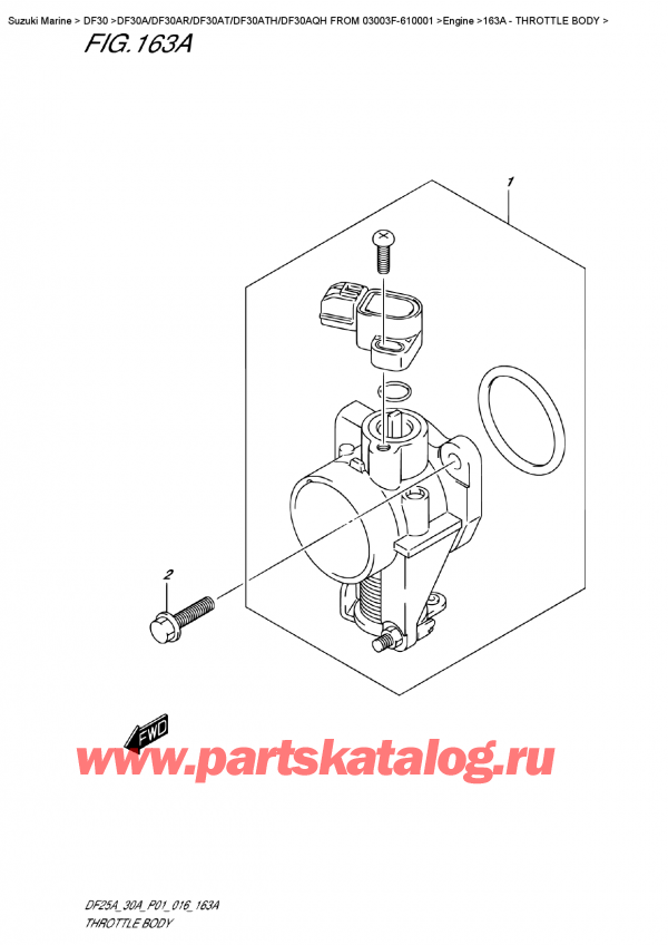 ��������, �� �������� �����, SUZUKI DF30A ARS / ARL FROM 03003F-610001 P01 2016, Throttle Body