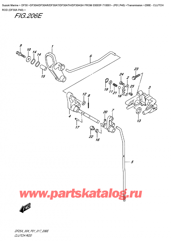  ,   , SUZUKI DF30A S FROM 03003F-710001~ (P01)   2017 , Clutch  Rod  (Df30A  P40) /   (Df30A P40)