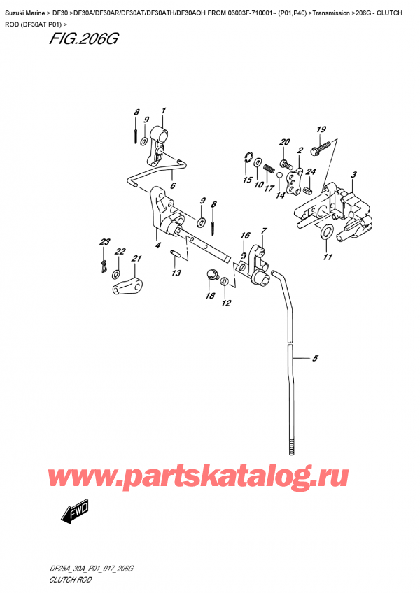  ,   ,  DF30A TS / TL FROM 03003F-710001~ (P01) , Clutch  Rod  (Df30At  P01)