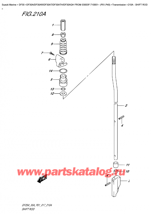 , , Suzuki DF30A RS / RL FROM 03003F-710001~ (P01) , Shift  Rod