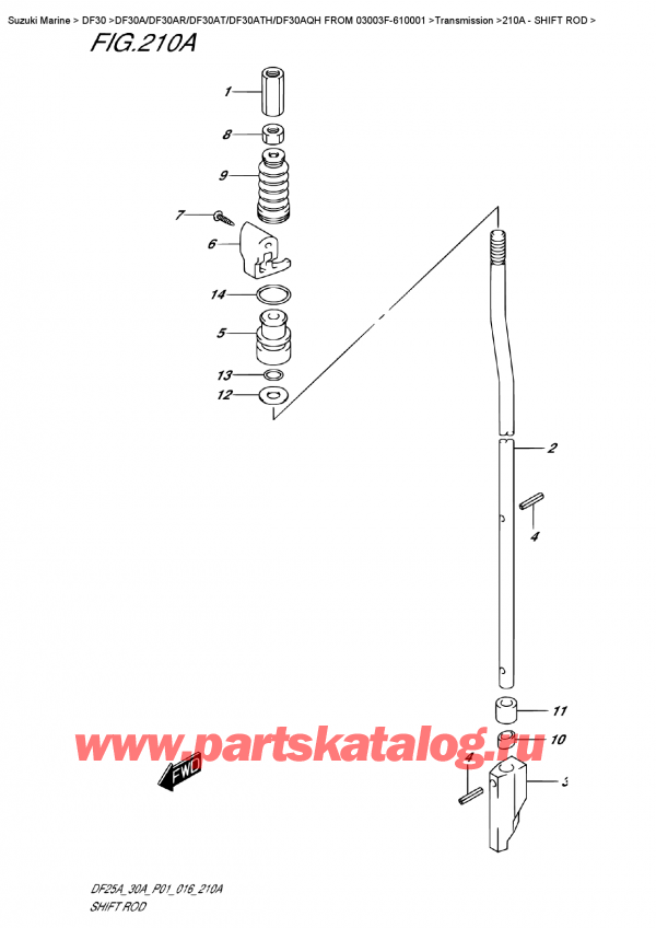  ,   , Suzuki Suzuki DF30A S / L FROM 03003F-610001 (P40) - 2016  2016 , Shift  Rod