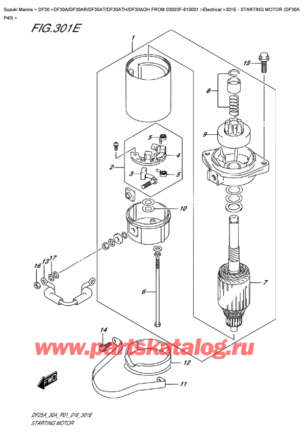   ,   , Suzuki Suzuki DF30A S / L FROM 03003F-610001 (P40) - 2016, Starting  Motor  (Df30A  P40)