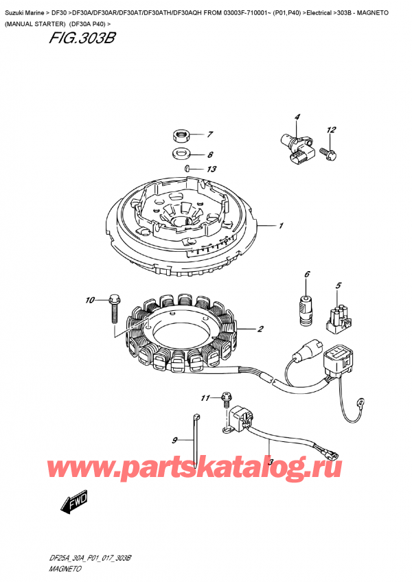  ,   , Suzuki DF30A S FROM 03003F-710001~ (P01)   2017 , Magneto  (Manual  Starter)  (Df30A P40)