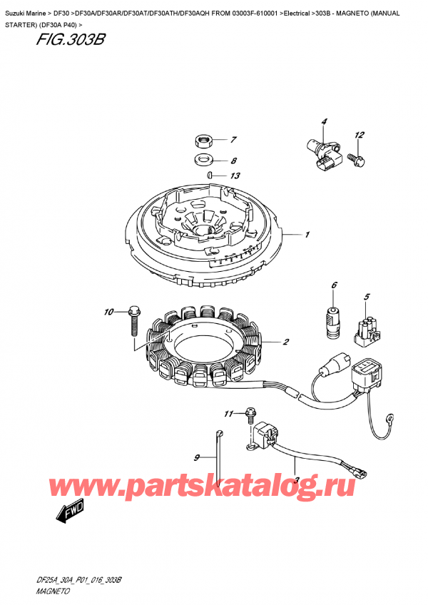  ,  , Suzuki Suzuki DF30A S / L FROM 03003F-610001 (P40) - 2016  2016 ,  ( ) (Df30A P40) / Magneto  (Manual  Starter)  (Df30A  P40)