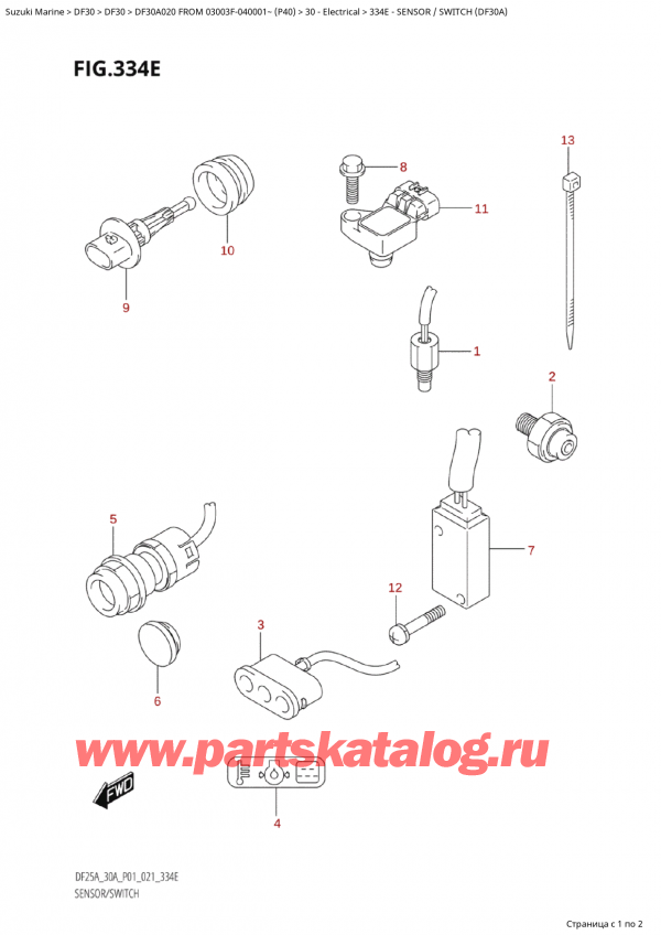  ,   , SUZUKI Suzuki DF30A S / L FROM 03003F-040001~  (P40 020), Sensor / Switch (Df30A)