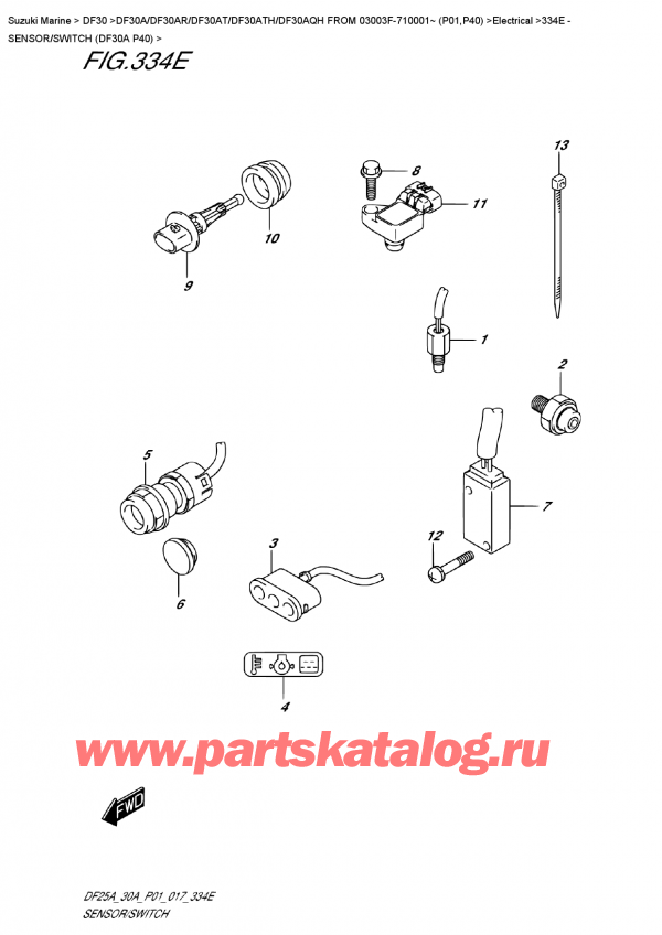 ,   , Suzuki DF30A S FROM 03003F-710001~ (P01)   2017 , Sensor/switch  (Df30A  P40)