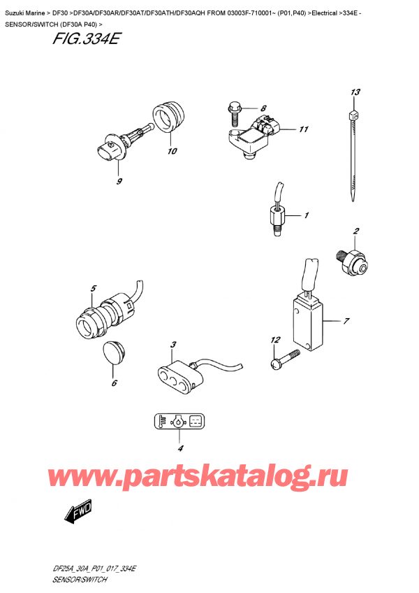   ,    , Suzuki DF30A S FROM 03003F-710001~ (P01)   2017 , Sensor/switch  (Df30A  P40)