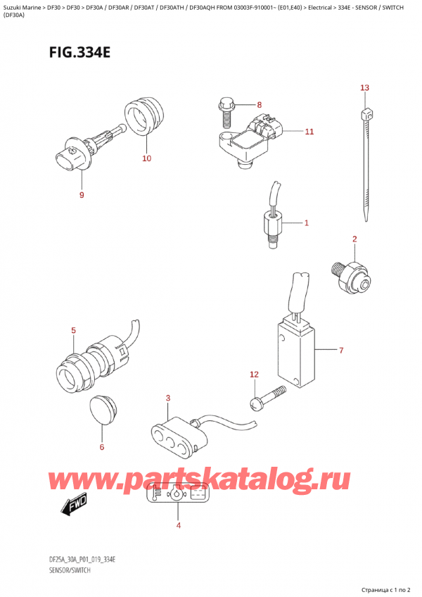  ,   , Suzuki Suzuki DF30A S / L 03003F-910001~ (E01 019), Sensor / Switch -   