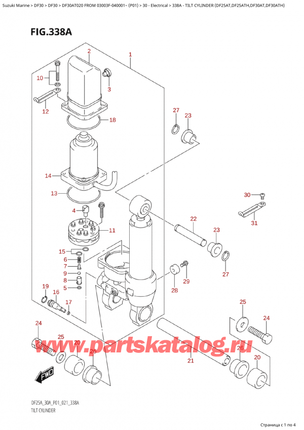  ,   , SUZUKI Suzuki DF30A TS / TL FROM 03003F-040001~  (P01 20), Tilt  Cylinder  (Df25At,Df25Ath,Df30At,Df30Ath)