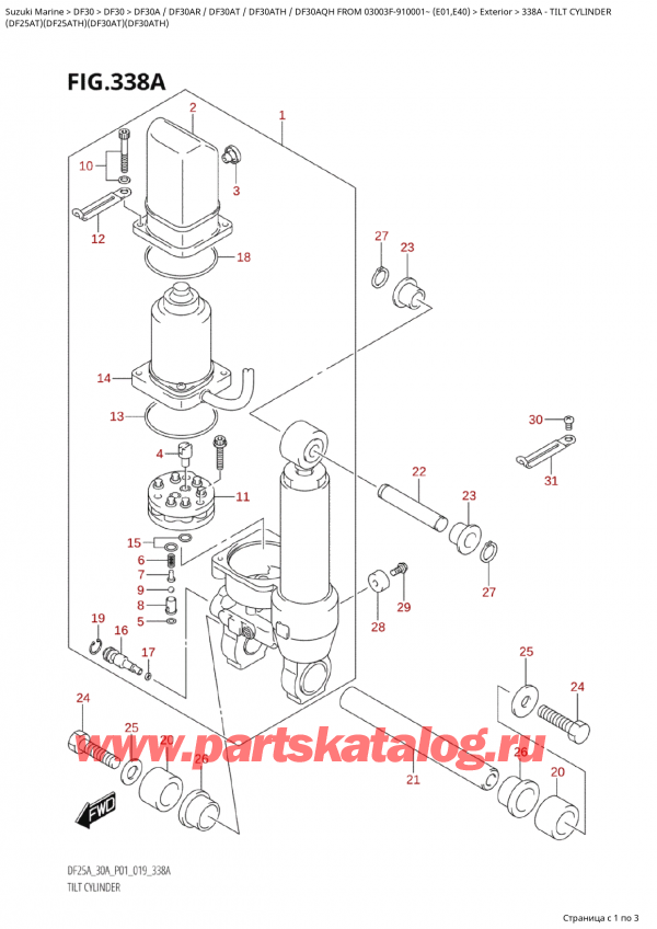   ,    ,  Suzuki DF30A TS / TL FROM  03003F-910001~ (E01 019)  2019 , Tilt Cylinder