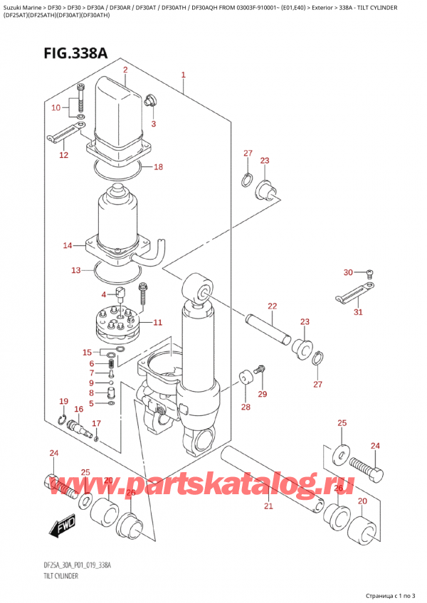   ,   , Suzuki Suzuki DF30A TS / TL FROM  03003F-910001~ (E01 019)  2019 , Tilt Cylinder