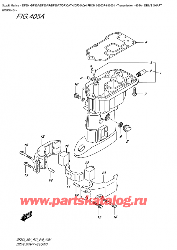   ,  , Suzuki Suzuki DF30A S / L FROM 03003F-610001 (P40) - 2016, Drive  Shaft  Housing /   