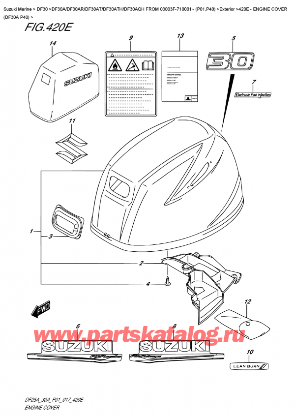  ,   , Suzuki DF30A S FROM 03003F-710001~ (P01)   2017 , Engine  Cover  (Df30A  P40)