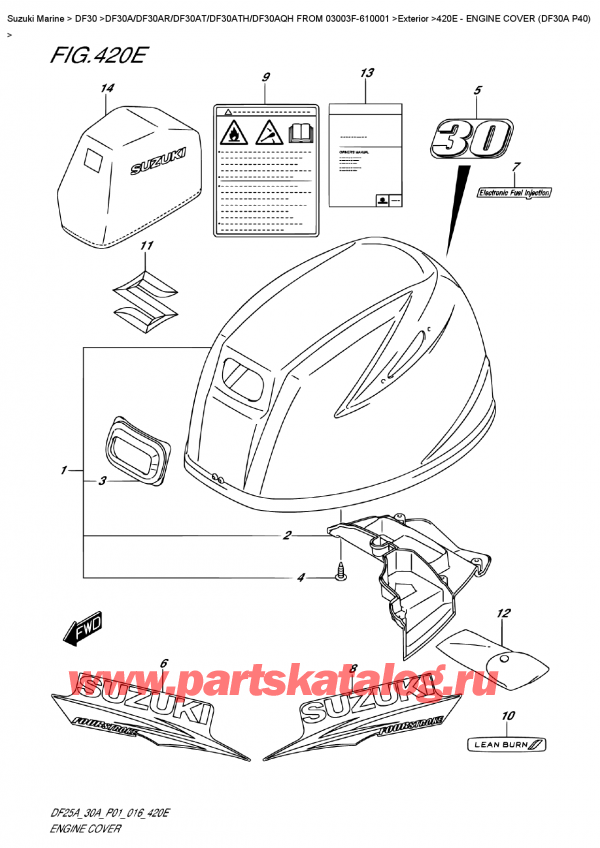  ,  , SUZUKI Suzuki DF30A S / L FROM 03003F-610001 (P40) - 2016  2016 , Engine  Cover  (Df30A  P40)