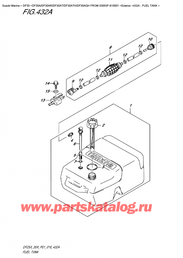  ,    , Suzuki Suzuki DF30A S / L FROM 03003F-610001 (P40) - 2016, Fuel  Tank