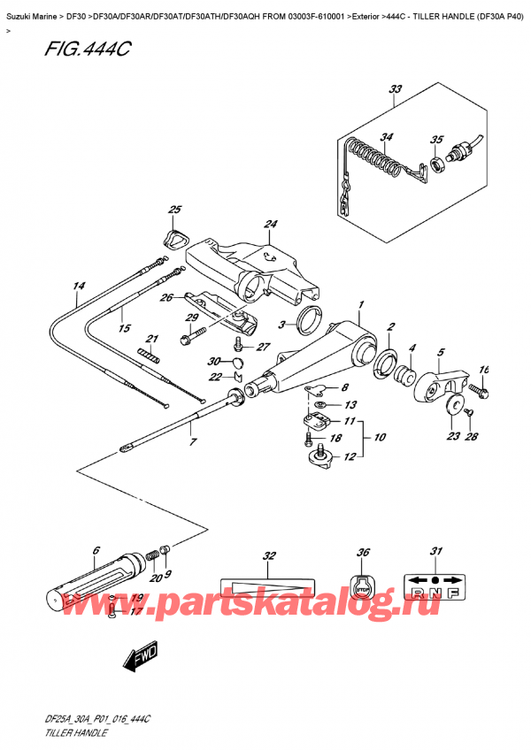  ,   , SUZUKI Suzuki DF30A S / L FROM 03003F-610001 (P40) - 2016, Tiller  Handle  (Df30A  P40)