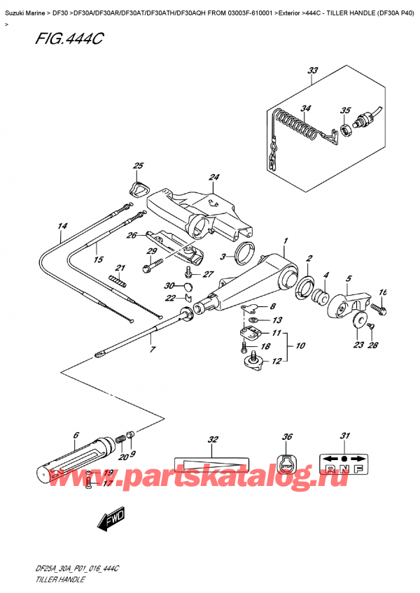  , , Suzuki Suzuki DF30A S / L FROM 03003F-610001 (P40) - 2016  2016 , Tiller  Handle  (Df30A  P40)