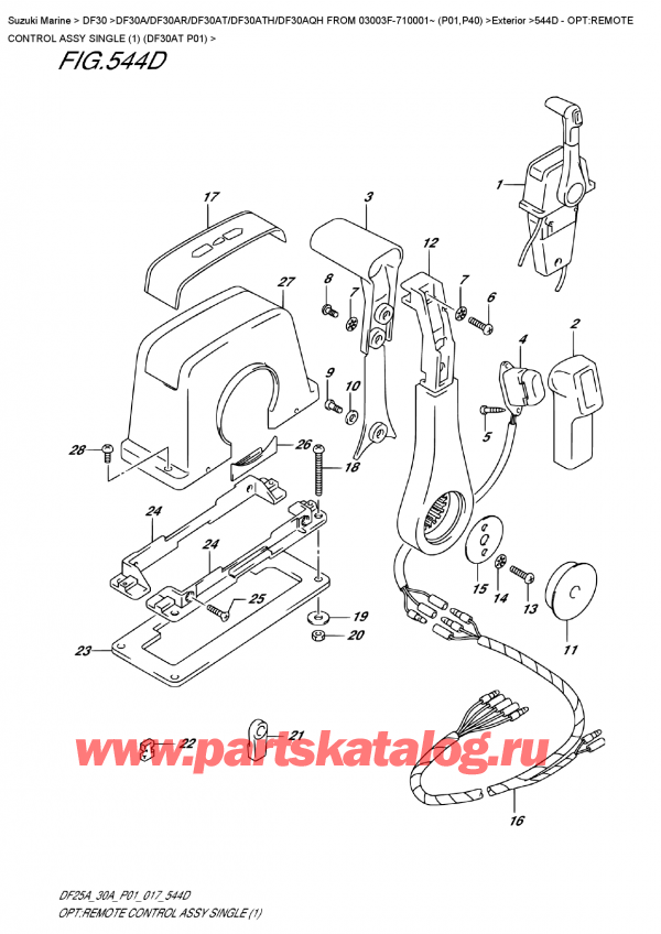 ������������ ��������, �� ��������� ���������, Suzuki DF30A TS / TL FROM 03003F-710001~ (P01) , ������������� ���������� � �����, ��������� (1) (Df30At P01) - Opt:remote  Control  Assy  Single  (1)  (Df30At  P01)