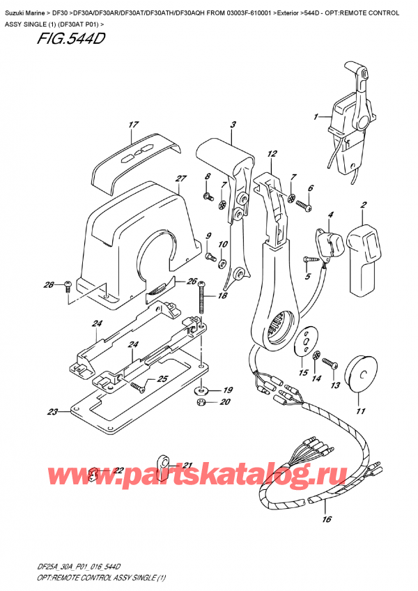  ,   , Suzuki Suzuki DF30A ATS / ATL FROM  03003F-610001, Opt:remote  Control  Assy  Single  (1)  (Df30At  P01)