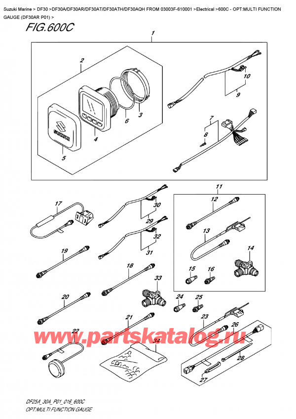 ,   , Suzuki DF30A ARS / ARL FROM 03003F-610001 P01 2016  2016 , : multi Function Gauge (Df30Ar P01)