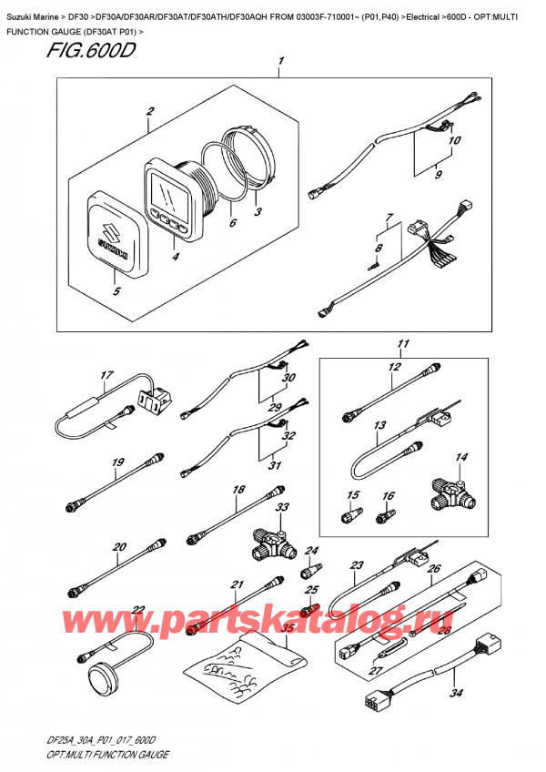 ,  , Suzuki DF30A TS / TL FROM 03003F-710001~ (P01)   2017 , : multi Function Gauge (Df30At P01)