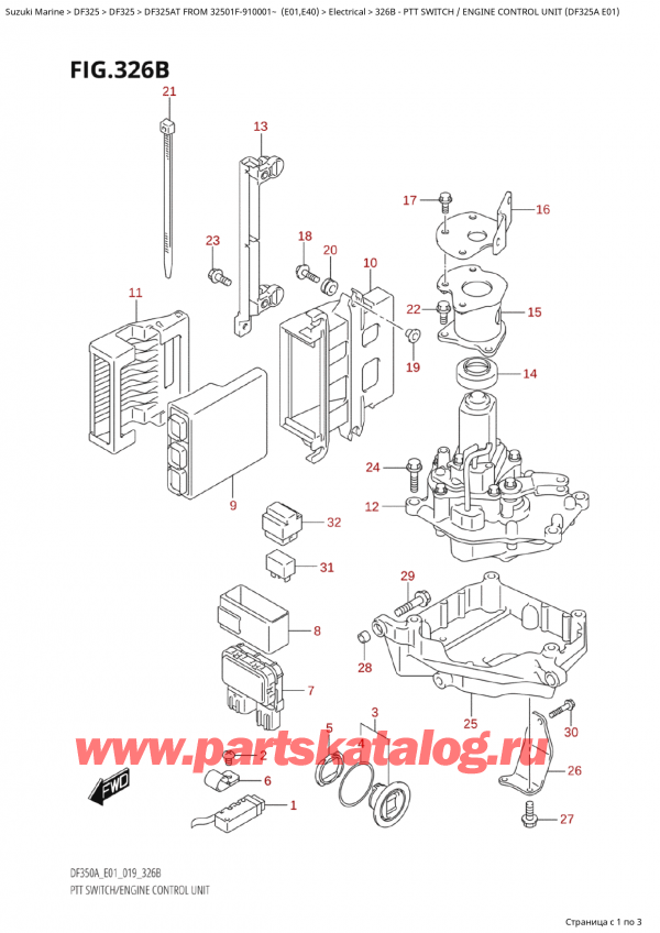  ,   , Suzuki  DF325AT X/XX FROM 32501F-910001~  (E01)  2019 , Ptt  Switch  /  Engine  Control  Unit  (Df325A E01) -   /    (Df325A E01)