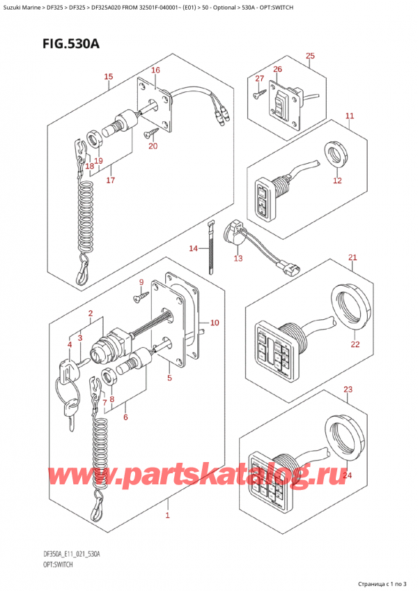  ,   , Suzuki Suzuki DF325AP X /XX FROM 32501F-040001~  (E01 020)  2020 , Opt:switch