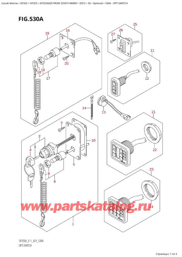  ,    , Suzuki Suzuki DF325AP X /XX FROM 32501F-040001~  (E01 020)  2020 , Opt:switch / : 