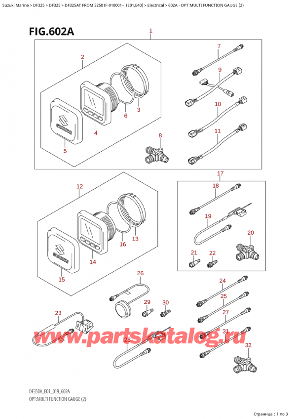  ,    , Suzuki  DF325AT X/XX FROM 32501F-910001~  (E01), : multi Function Gauge (2)