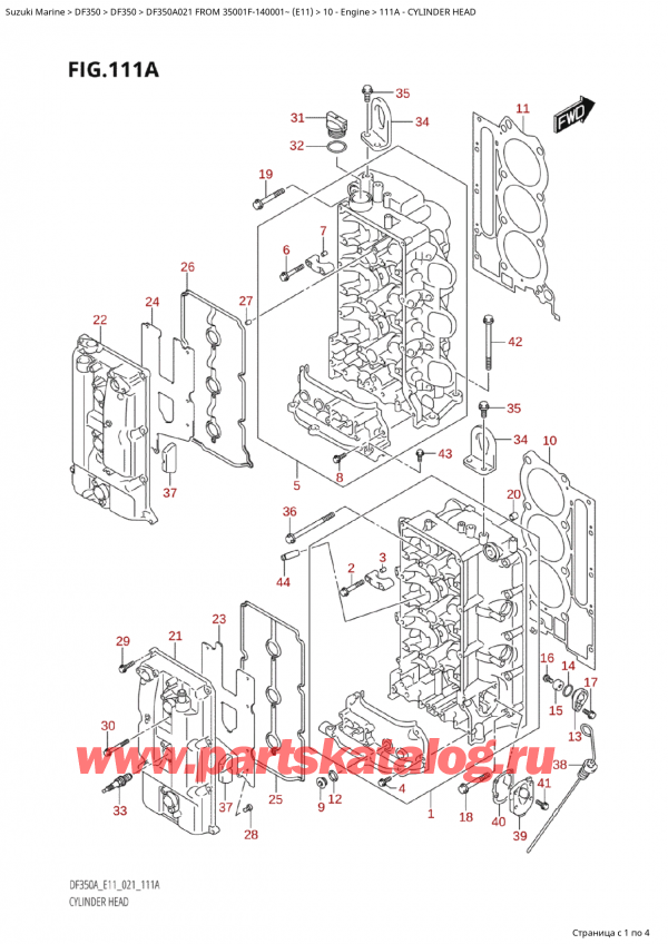  ,   , Suzuki Suzuki DF350A TX / TXX FROM 35001F-140001~  (E11 021)  2021 ,    / Cylinder Head