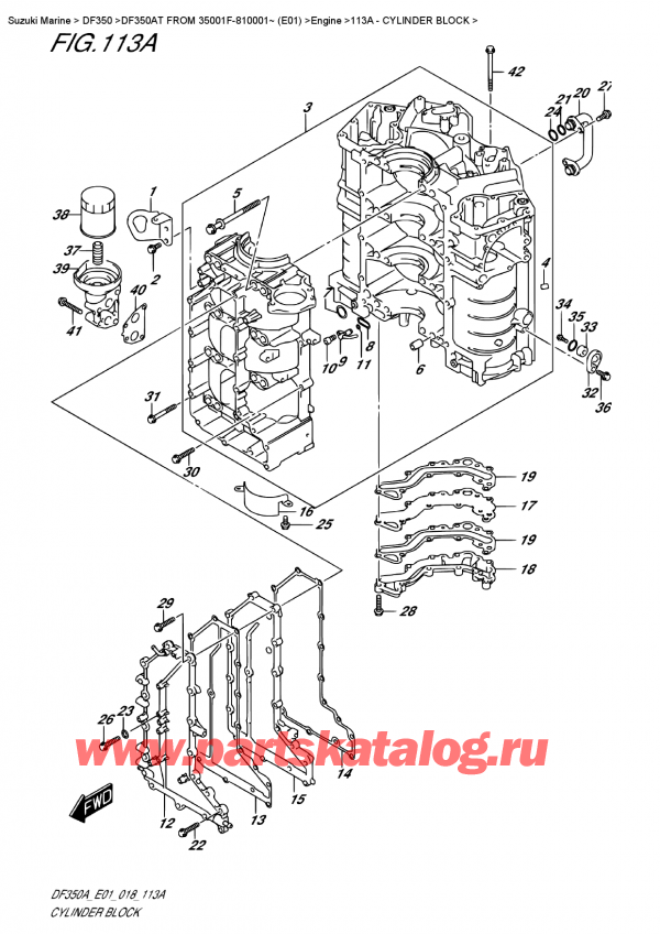  ,   , Suzuki DF350A TX / TXX FROM 35001F-810001~ (E01)  2018 , Cylinder Block