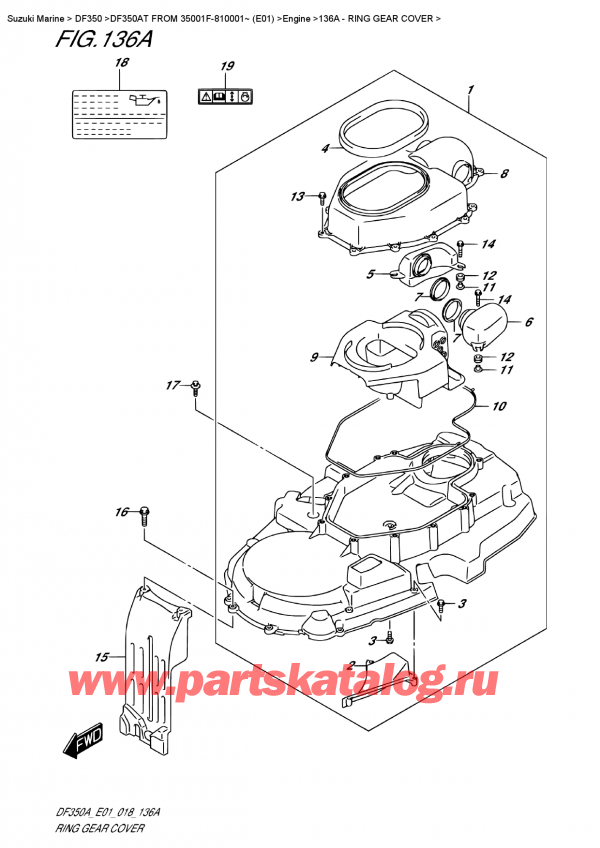������ ������������ ��������, �� �����, Suzuki DF350A TX / TXX FROM 35001F-810001~ (E01) ������ 2018 ����, ������ ��������� ��������