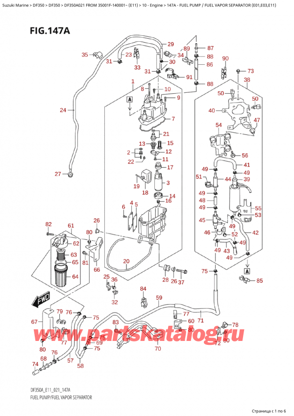 ����� ��������, �� �������� �����, Suzuki Suzuki DF350A TX / TXX FROM 35001F-140001~  (E11 021) ������ 2021 ����, ��������� ����� / ���������� ����� ������� (E01, E03, E11)