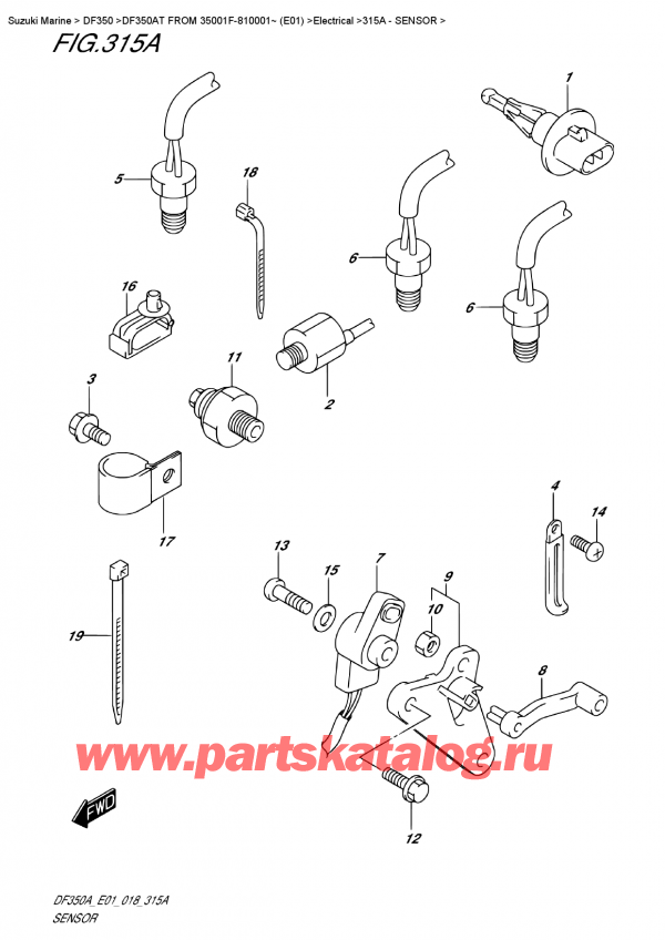   ,    , Suzuki DF350A TX / TXX FROM 35001F-810001~ (E01), Sensor