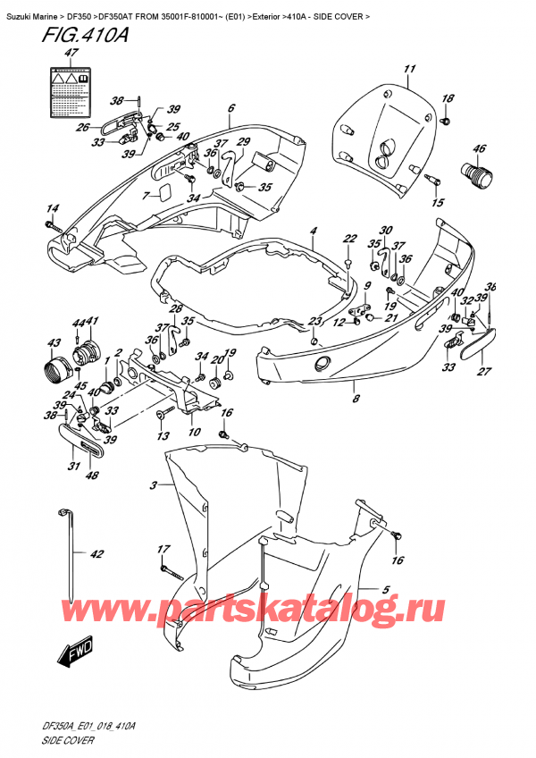  ,   , SUZUKI DF350A TX / TXX FROM 35001F-810001~ (E01)  2018 , Side  Cover