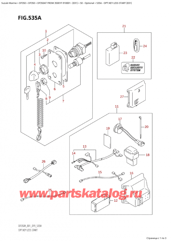  ,   , SUZUKI Suzuki DF350A TX / TXX FROM 35001F-910001~  (E01 019)  2019 , Opt:key Less Start (E01)