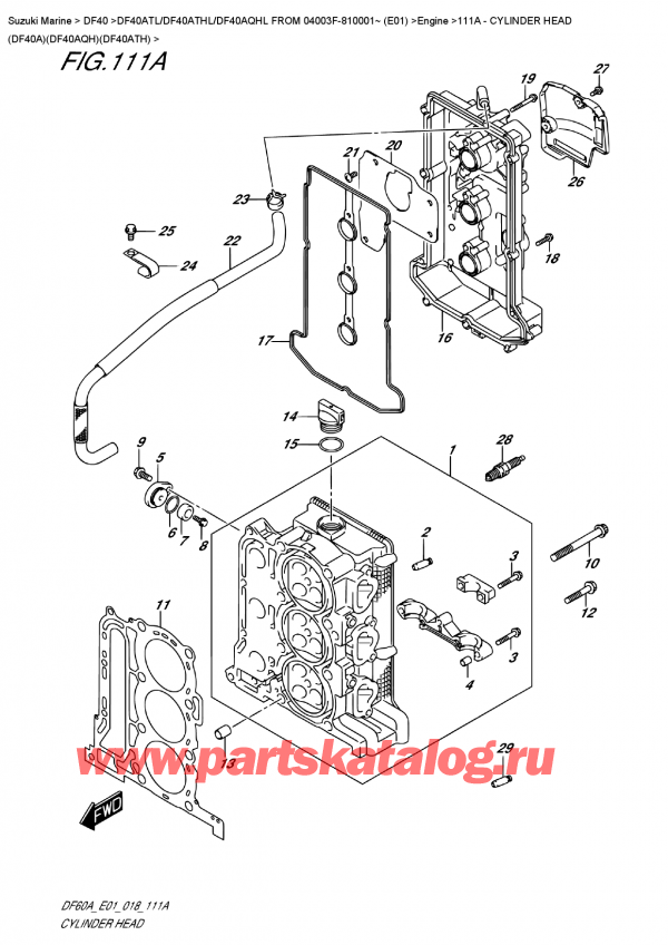  ,    , SUZUKI DF40A TS/TL FROM 04003F-810001~ (E01),    (Df40A) (Df40Aqh) (Df40Ath) / Cylinder  Head  (Df40A)(Df40Aqh)(Df40Ath)